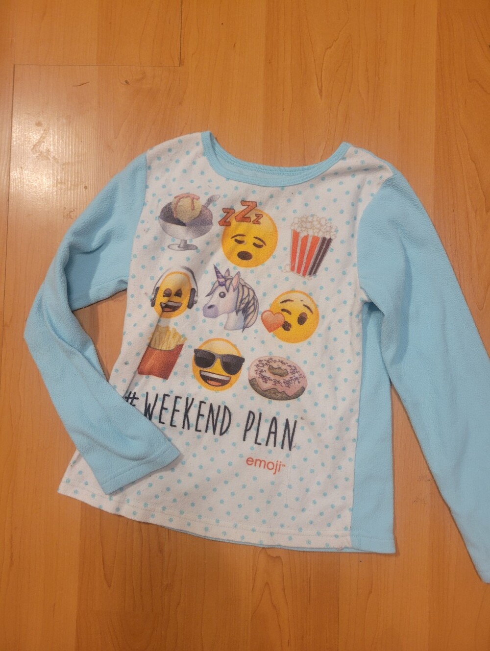 Emoji Girls' Light Blue Weekend Plan Long Sleeve Tee